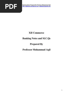 Notes Banking for 2nd year (Commerce)