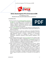 Bolivia: Decreto Supremo #54, 25 de Marzo de 2009