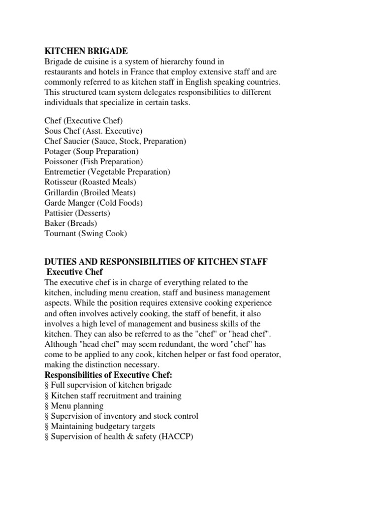 Kitchen Organization, Unit 4 PDF Tomato Sauce Chef