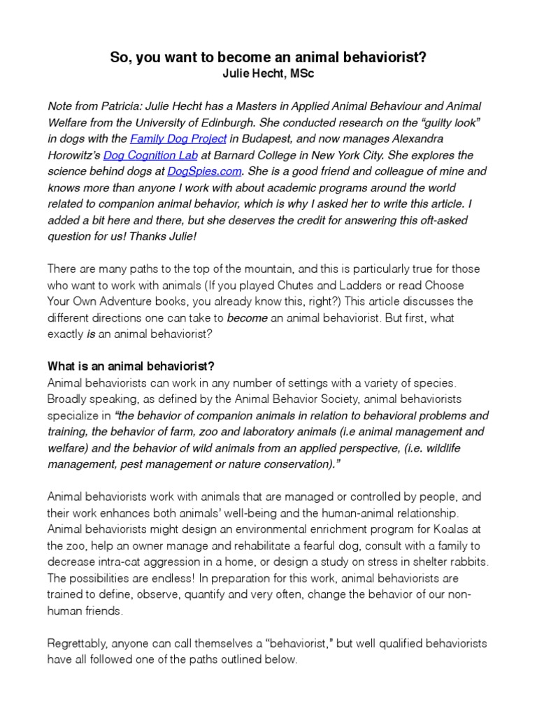 So, You Want To An Animal Behaviorist? Family Dog Project Dog