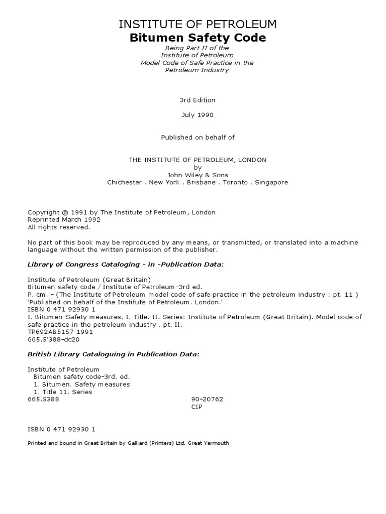 Bitumen Safety Code: Guidelines & Practices | PDF | Hydrocarbons ...