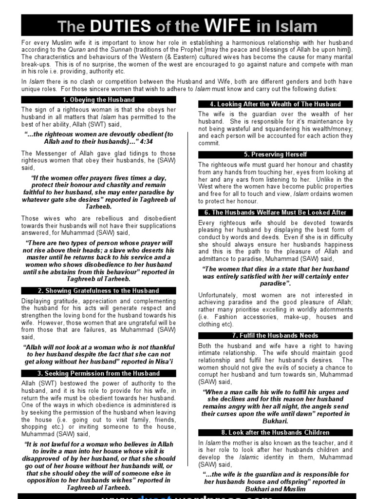 Duties of a Wife in Islam | PDF | Muhammad | Wife
