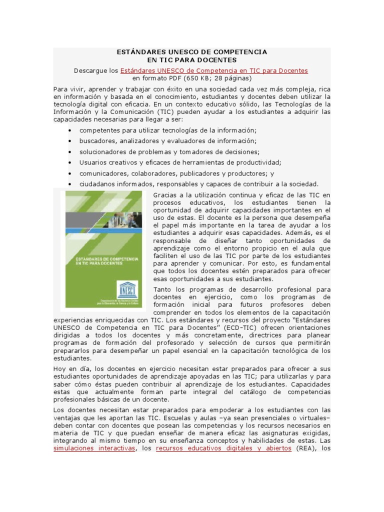 Competencias Digitales Docentes UNESCO | PDF | Tecnología de ...