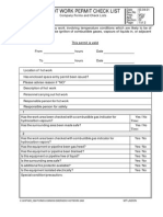 Hot Work Permit Check List: Company Forms and Check Lists