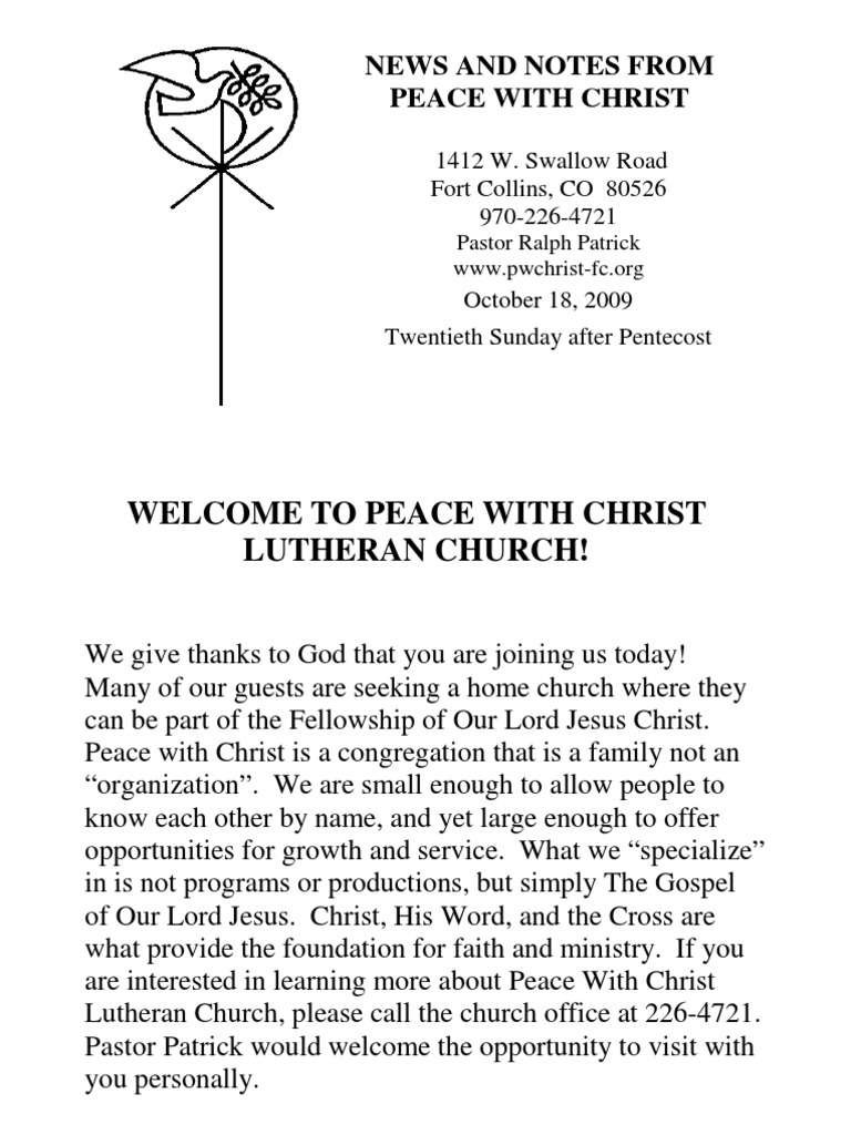 Green Sheet October 18, 2009 PDF Lutheranism Psalms