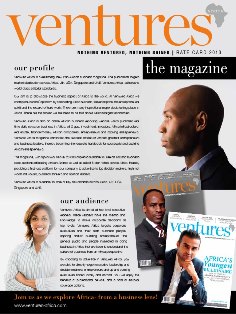 Ventures Africa Rate Card 2013 | PDF | Magazines | Entrepreneurship