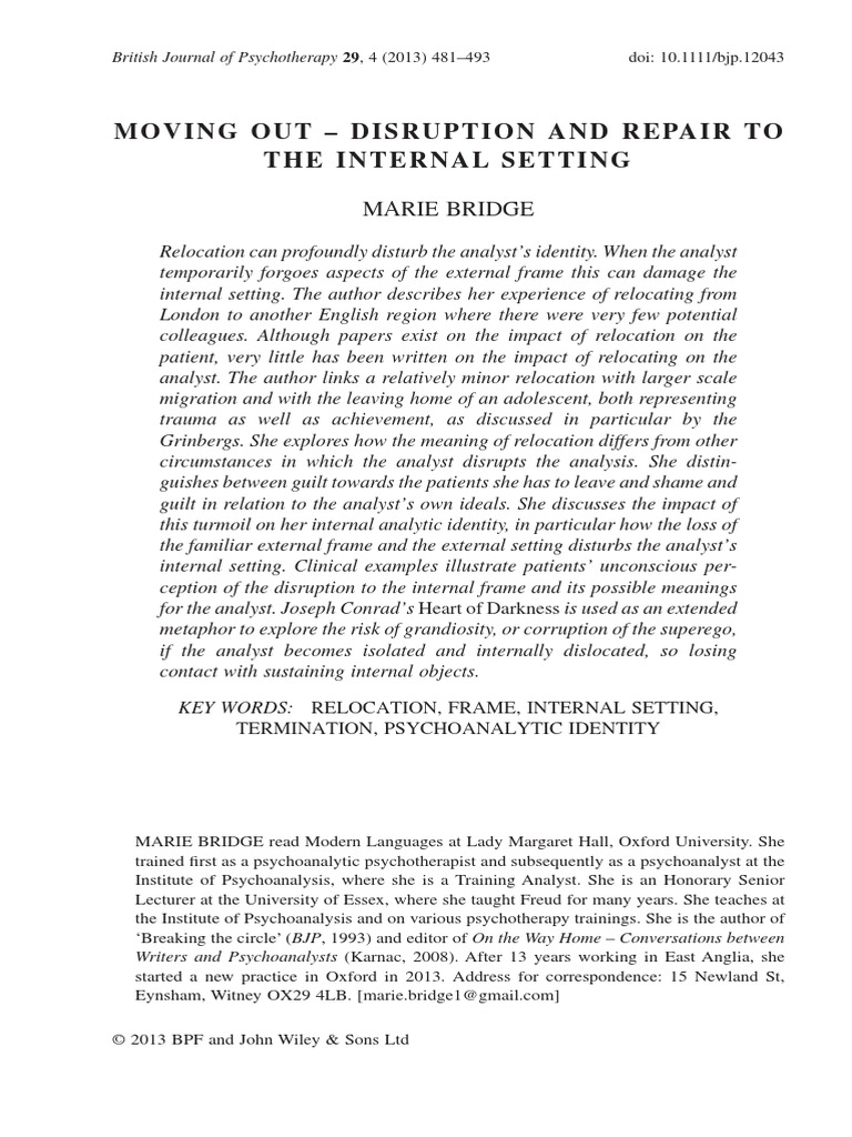 Moving Out Disruption and Repair to the Internal Setting