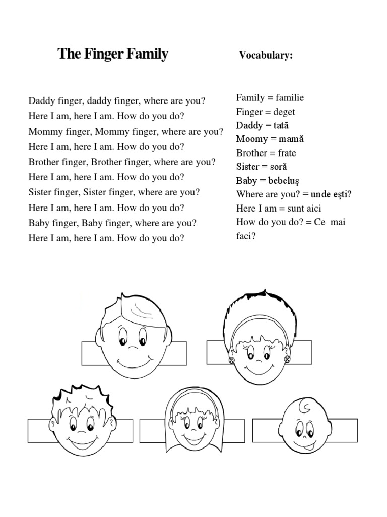 Finger Family Poem and Vocabulary | PDF