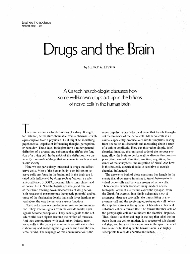 Drugs and The Brain | PDF | Chemical Synapse | Neurotransmitter