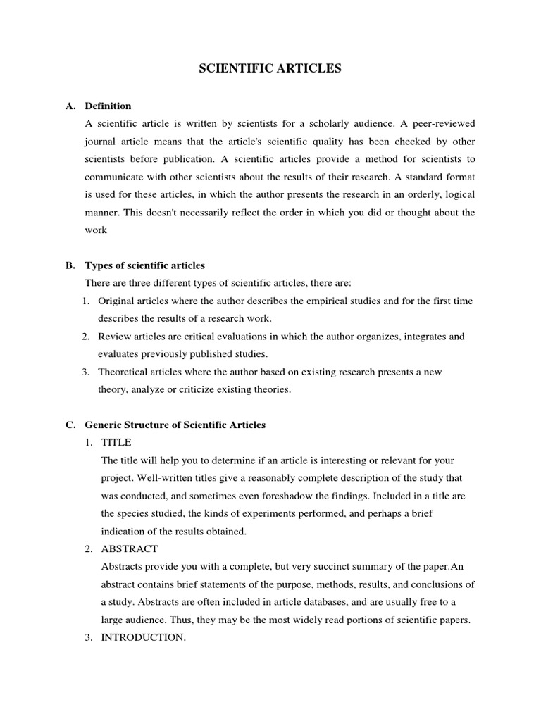 Scientific Articles | PDF | Abstract (Summary) | Science