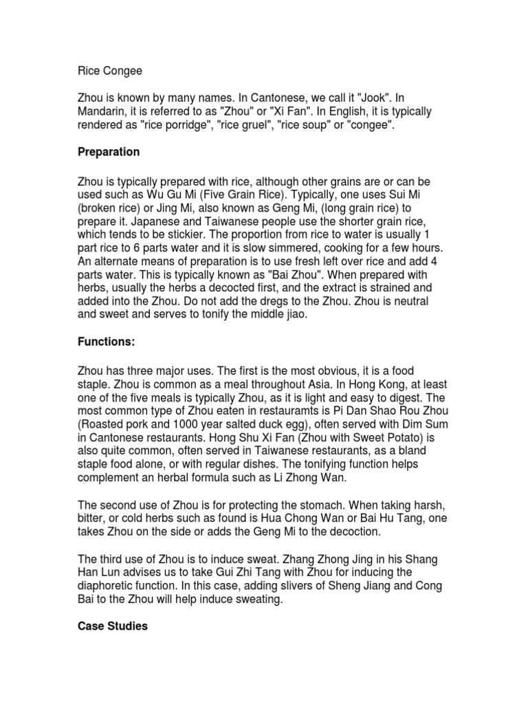 Rice Congee Recipe PDF Food And Drink Cuisine