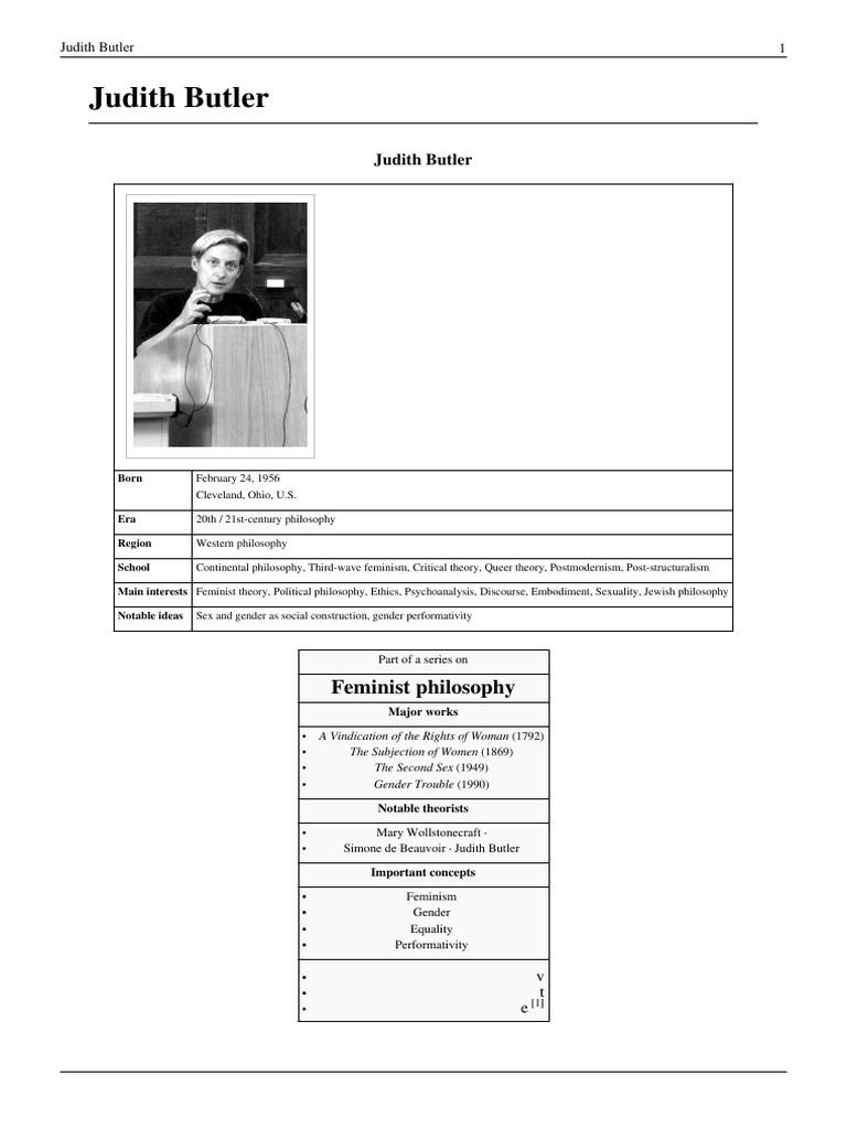 Judith Butler | PDF | Gender Studies | Queer Theory