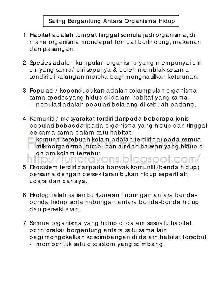 Nota Sains Tingkatan 2 Bab 4 Saling Bersandaran Antara Organisma Hidup Pdf