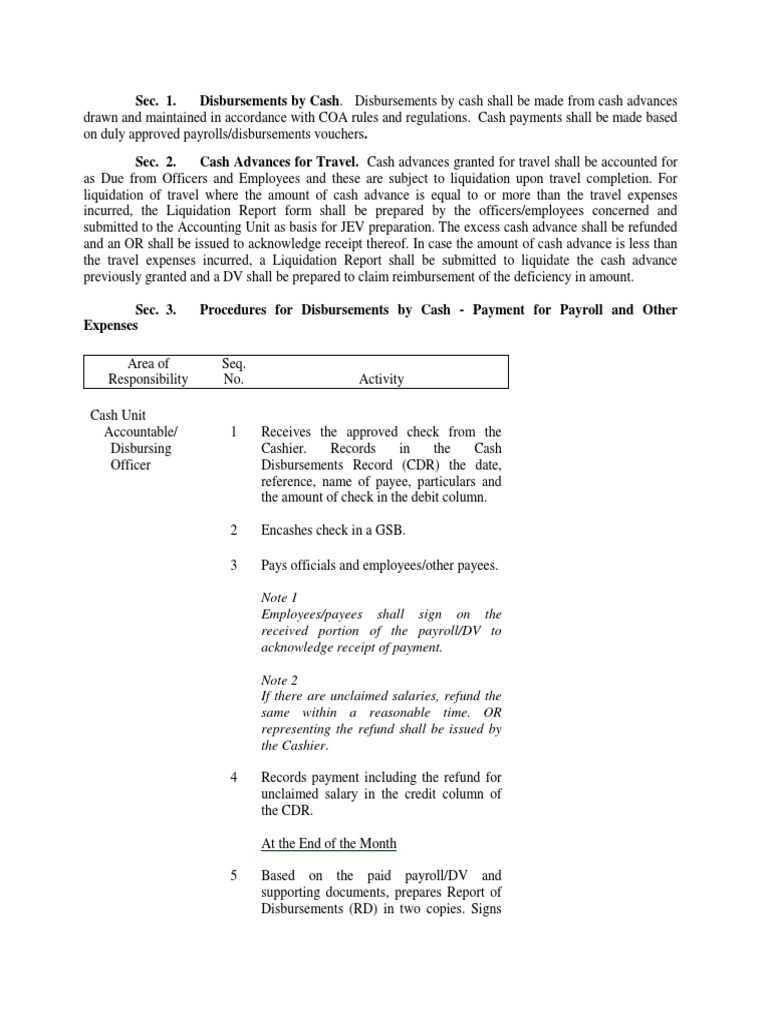 Cash Disbursement Procedures Guide | PDF | Cheque | Payments