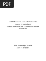 Matlab Model of N Bit 1.5 Bit Per Stage RSD Based Pipelined ADC