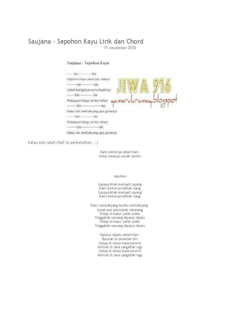 Chord Sepohon Kayu Pdf