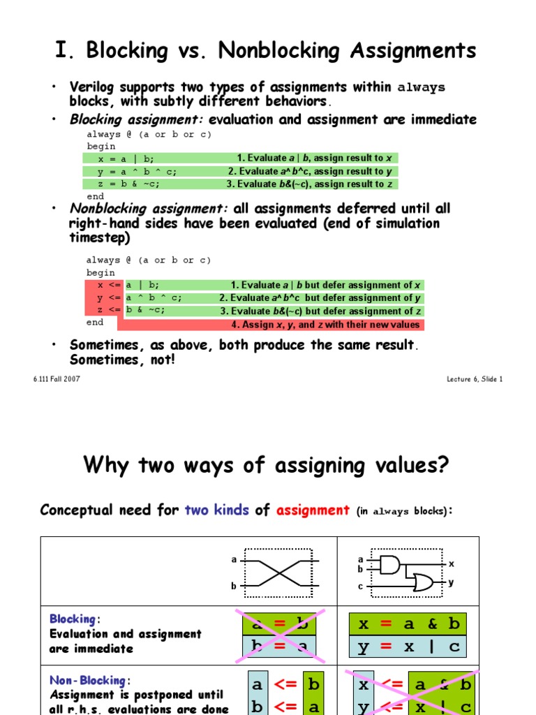 blocking assignments verilog