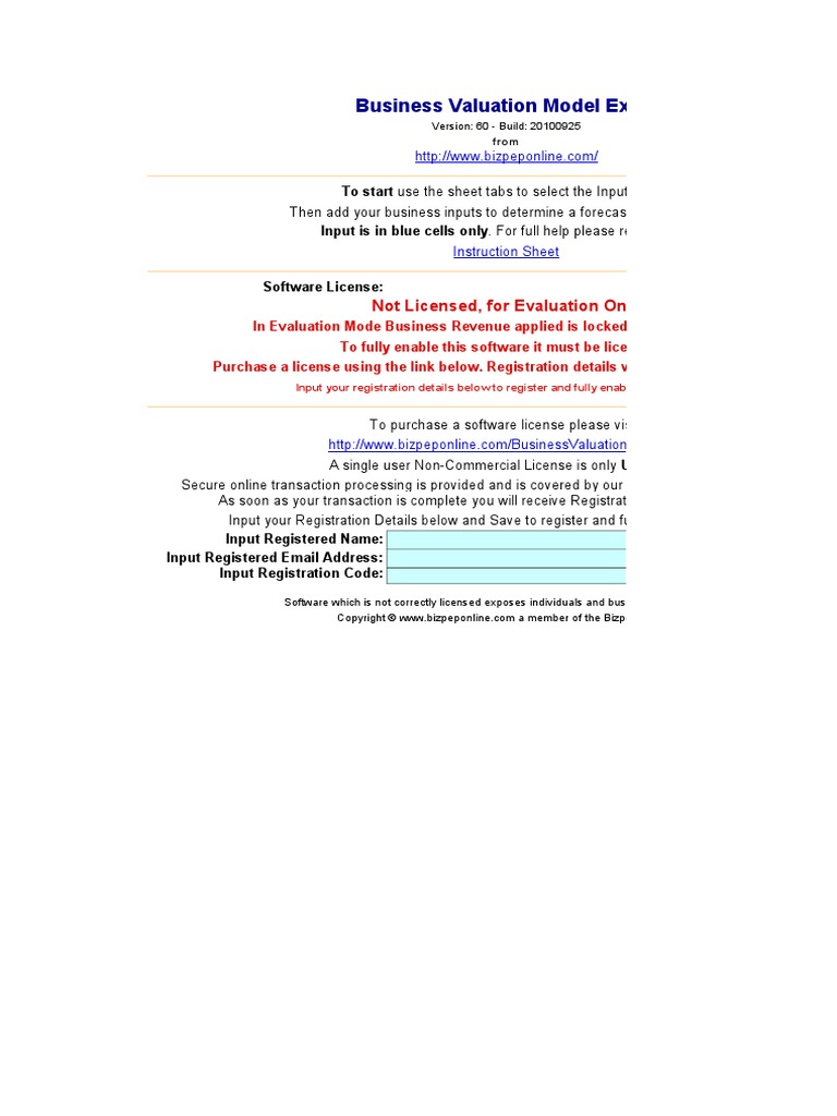 Business Valuation Model Excel Pdf Valuation Finance Investing
