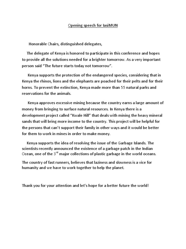 Opening Speech | PDF