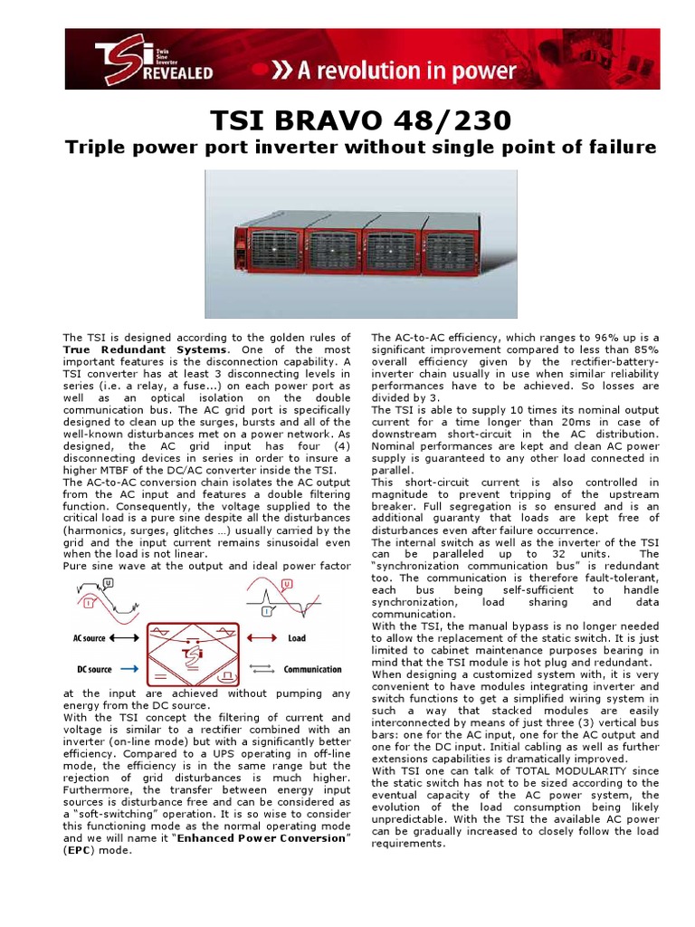TSI Bravo EPC 48 230 Data Sheet V07 | PDF | Power Inverter | Force