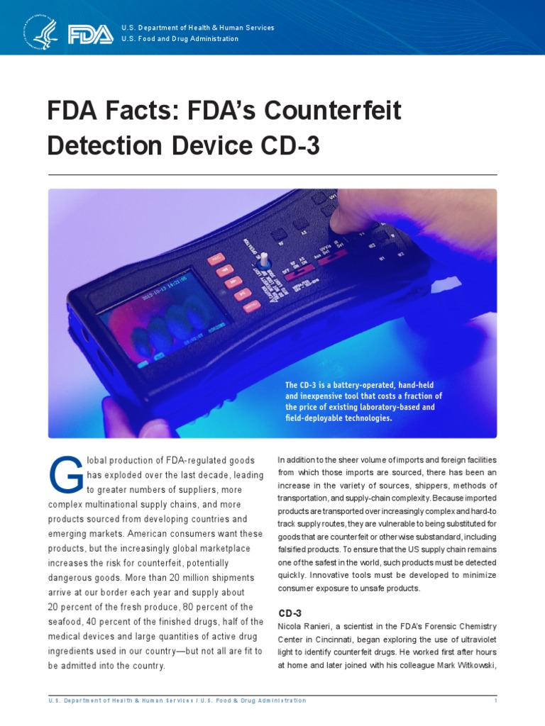 FDA's CD-3 Counterfeit Drug Detector | PDF | Food And Drug ...