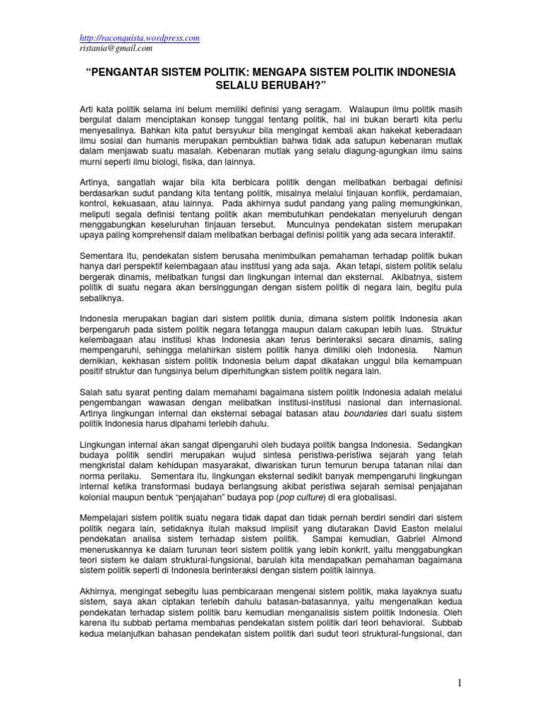 Dinamika Sistem Politik Indonesia | PDF