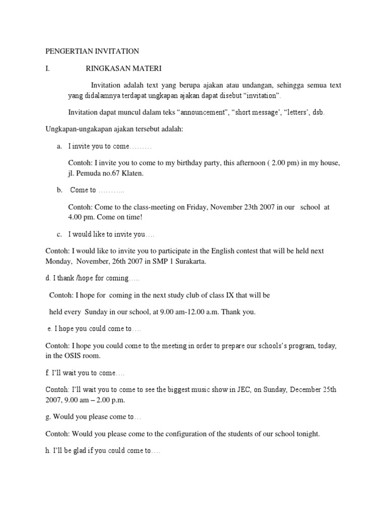 Pengertian Invitation