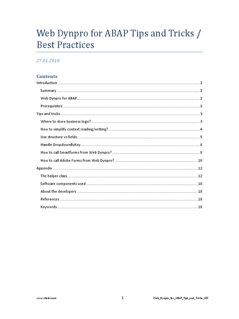 Web Dynpro For ABAP Tips and Tricks V01 | PDF | String (Computer ...