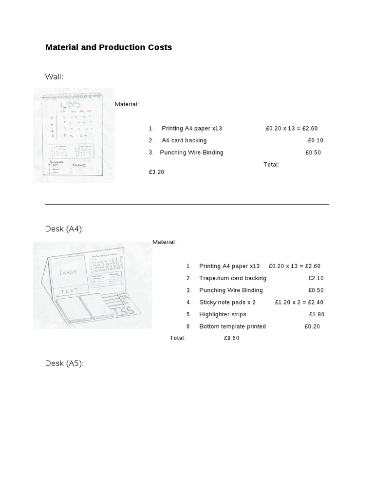 Material and Production Costs | PDF