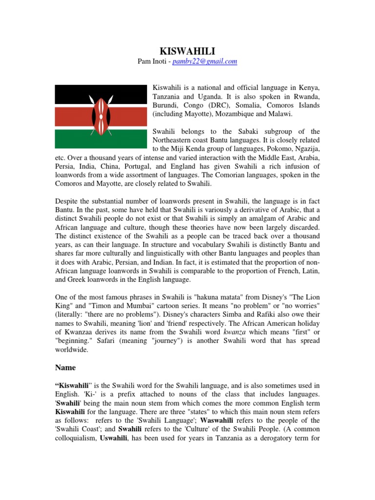 kiswahili (1) Swahili Language English Language