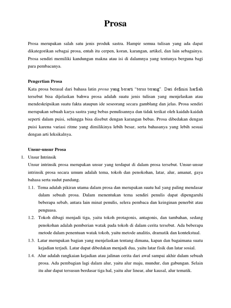 Memahami Prosa dan Novel | PDF