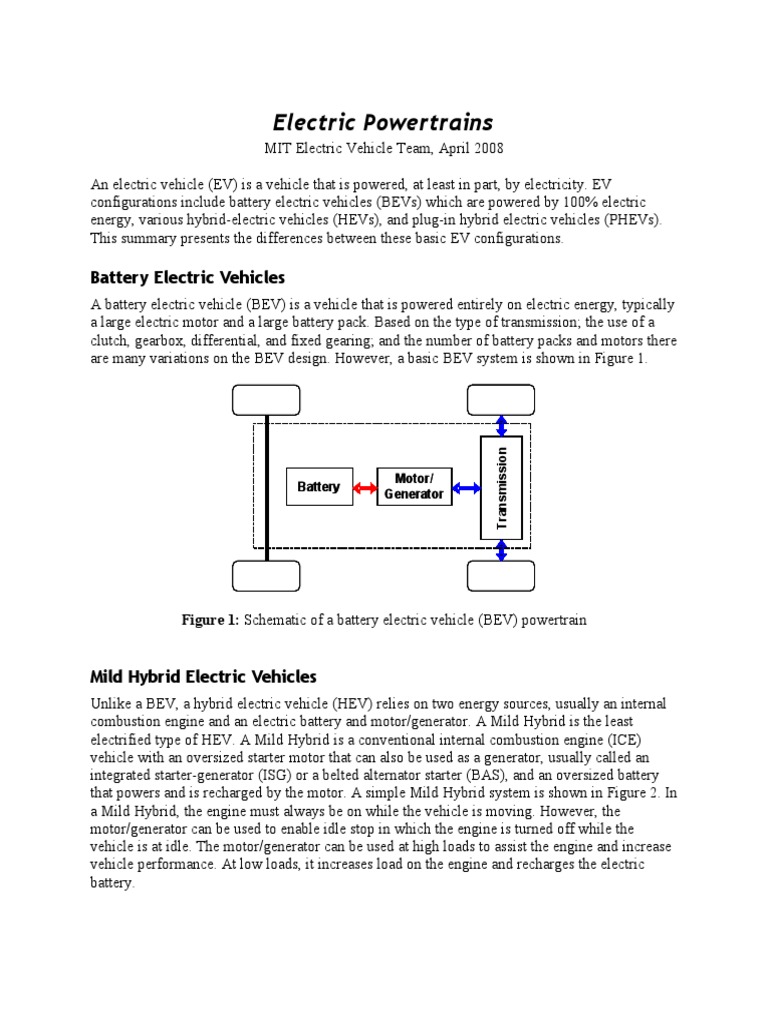 Overview of Electric Vehicle Powertrains | PDF | Hybrid Vehicle ...