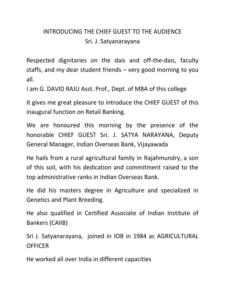 Introduction Of Chief Guest Pagesbusinesseseducationschoolksr akshara