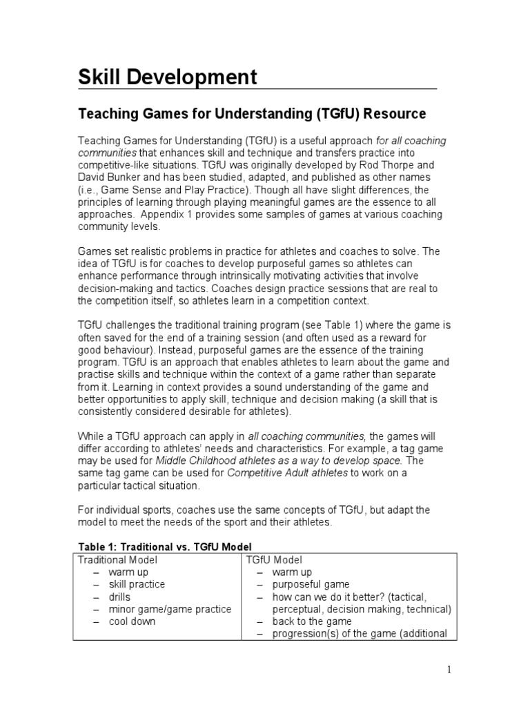 Traditional model vs teaching games for understanding people
