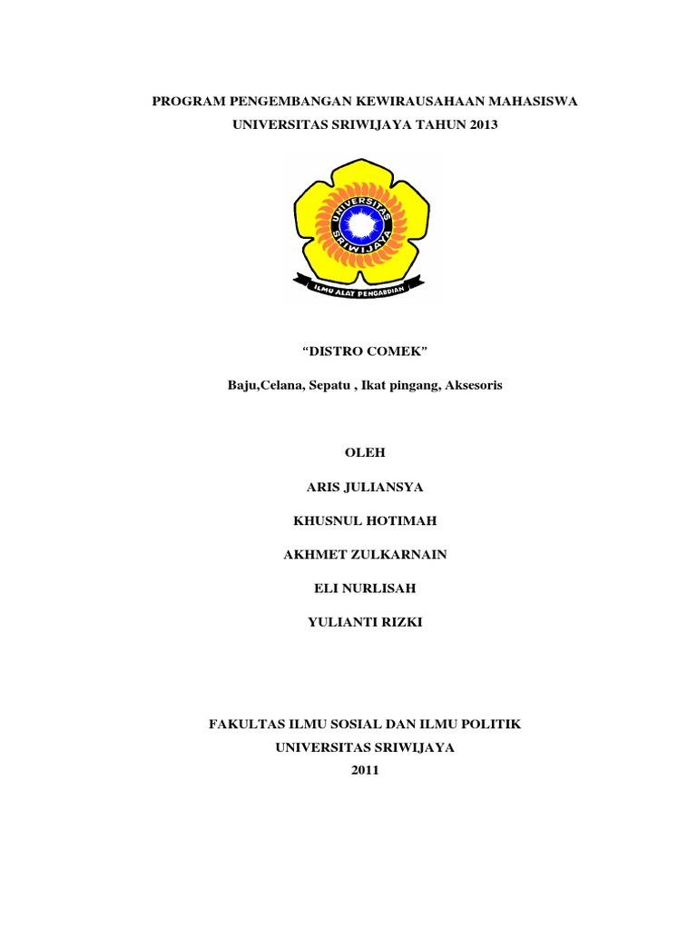 Contoh Proposal Kewirausahaan  PDF