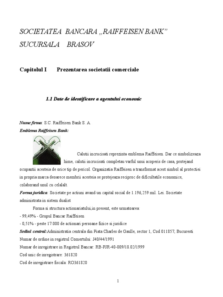 138233124 Proiect De Practica Raiffeisen Bank Sucursala Brasov