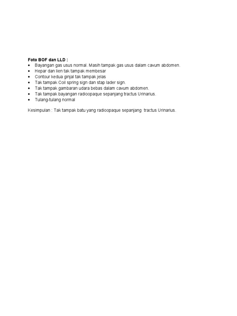 Foto BOF dan LLD: Hasil Normal | PDF