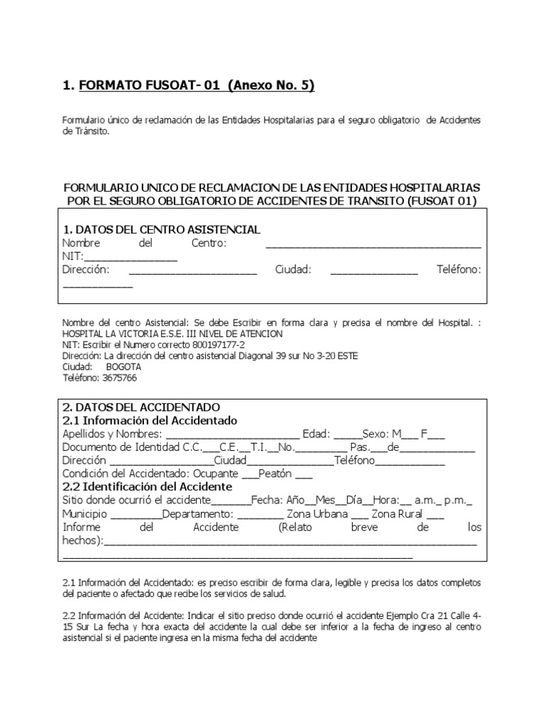 Formato Fusoat Pdf Historial Medico Hospital