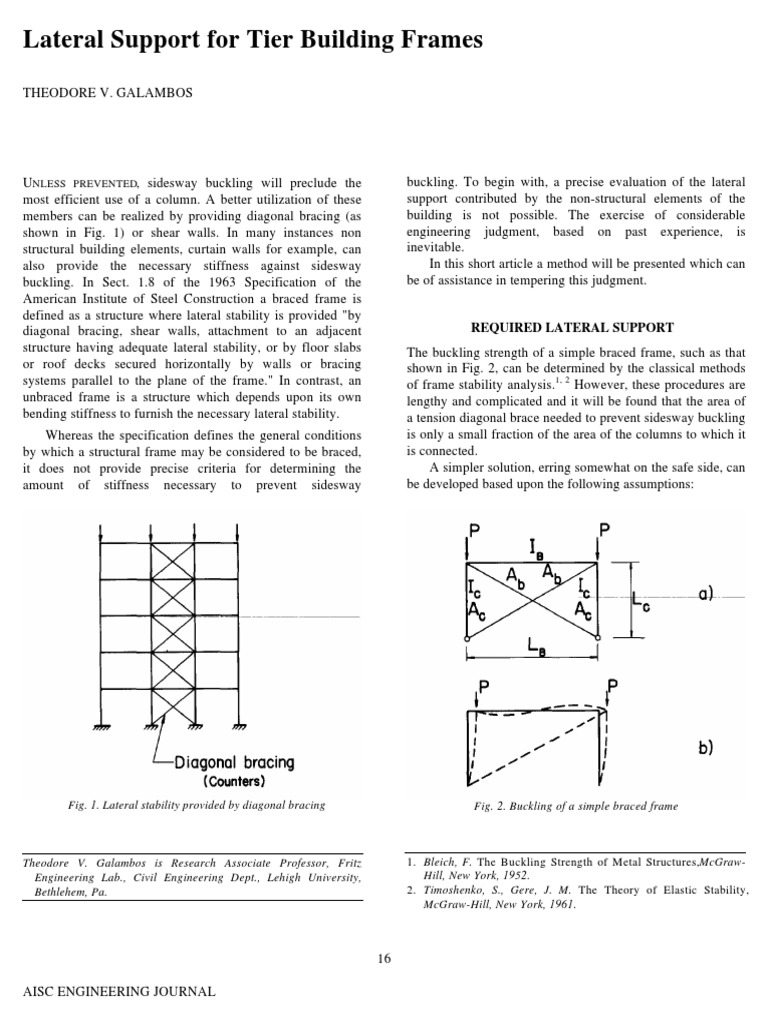 Lateral Support For Tier Building Frames PDF Framing (Construction) Buckling