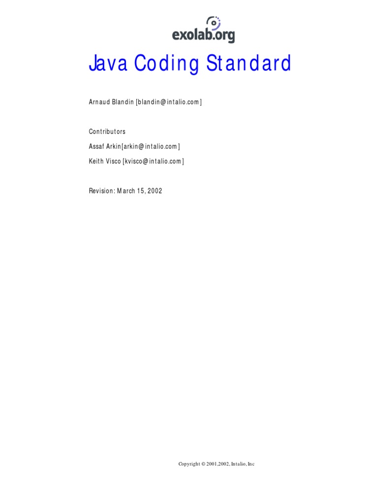 Java Coding Standard: Revision: March 15, 2002 | PDF | Class (Computer ...