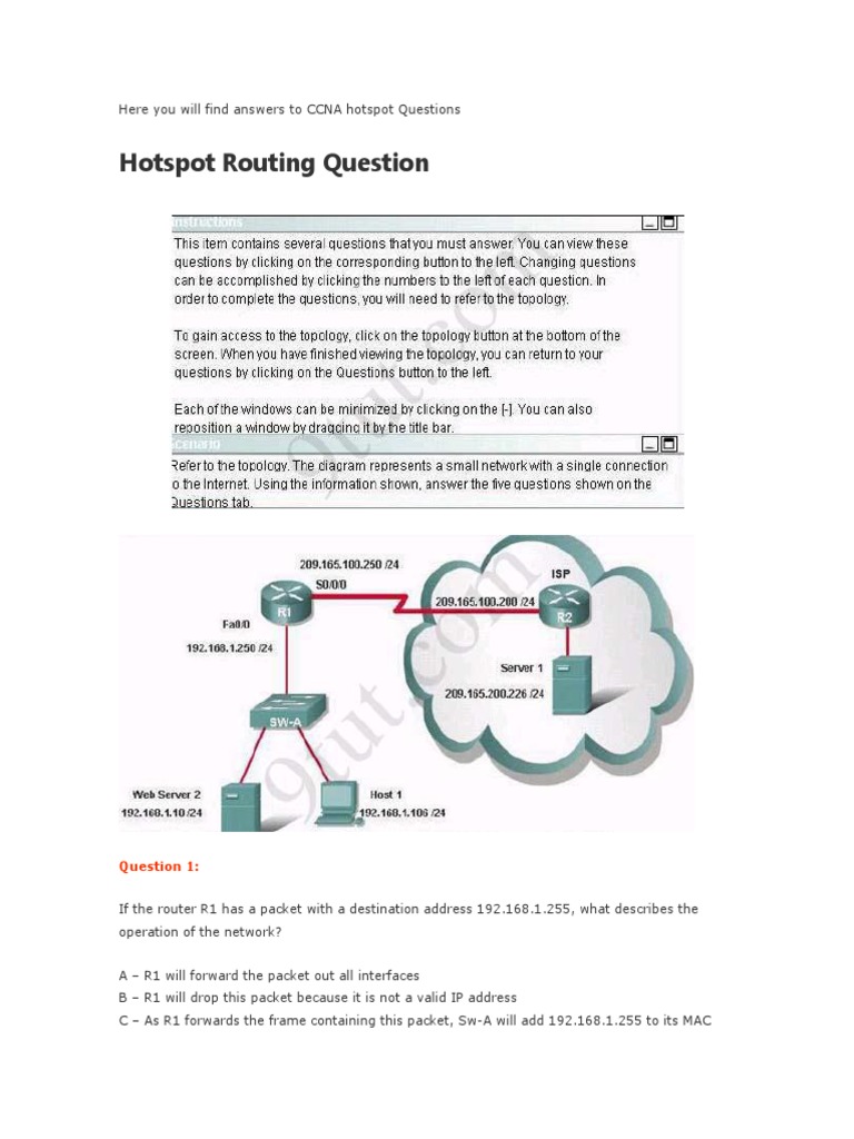 CCNA Hotspot Questions PDF Ip Address Router