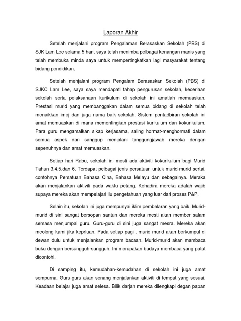 Laporan Akhir Pbs Pdf