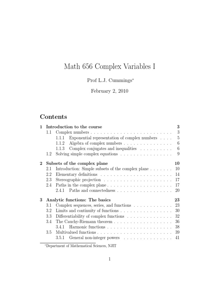 Complex Variables by Linda Cummings | PDF | Series (Mathematics ...