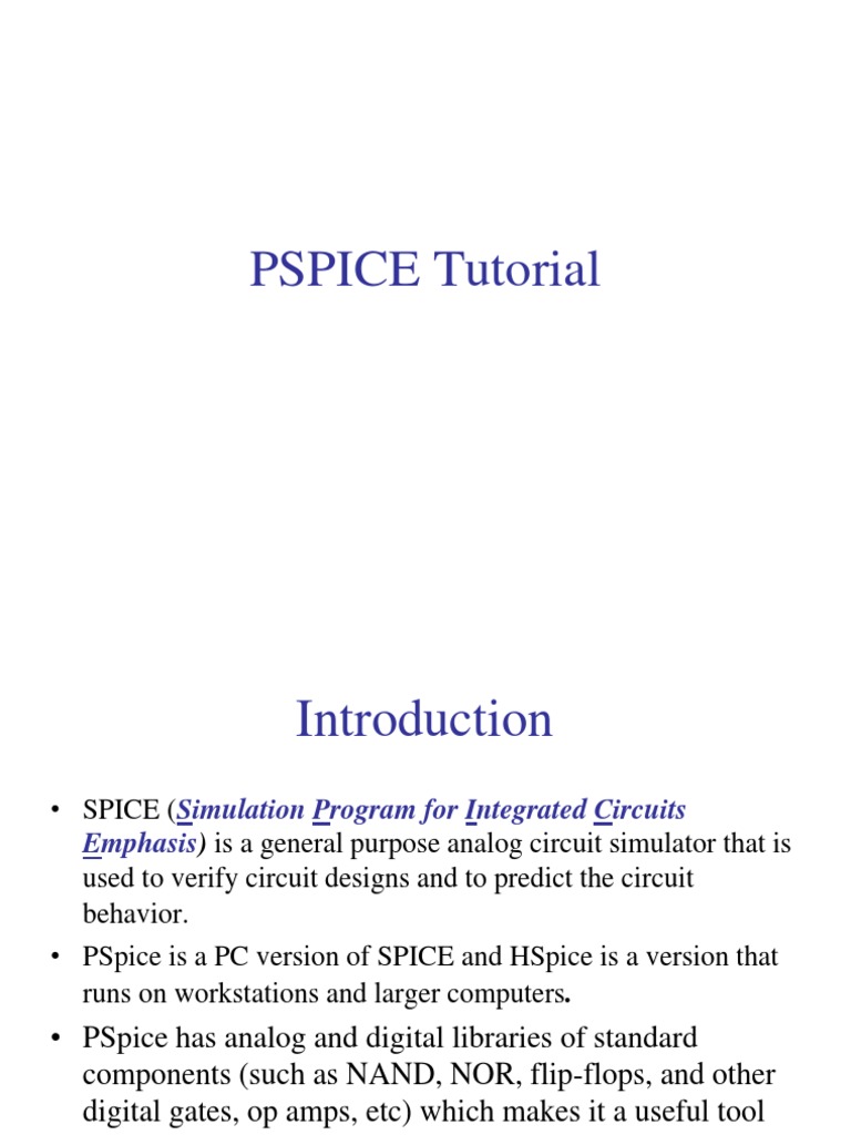 PSpice Circuit Simulation Guide | PDF | Spice | Electrical Network