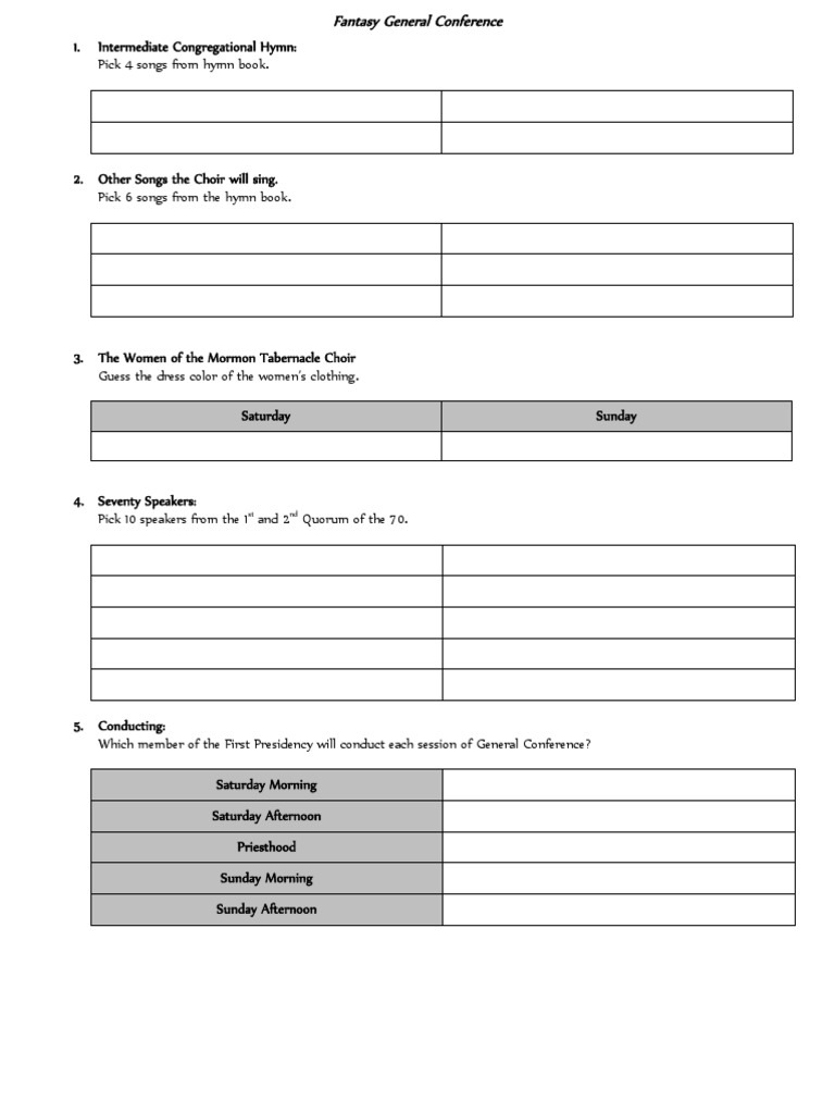 Fantasy General Conference April 2014 PDF Salt Lake City Latter
