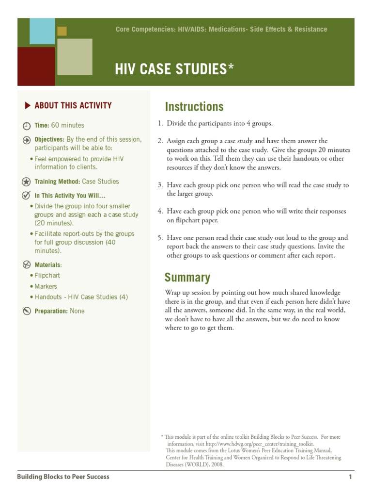 4d HIVCaseStudies HIVAIDS Peer Training | PDF | Hiv/Aids | Cd4