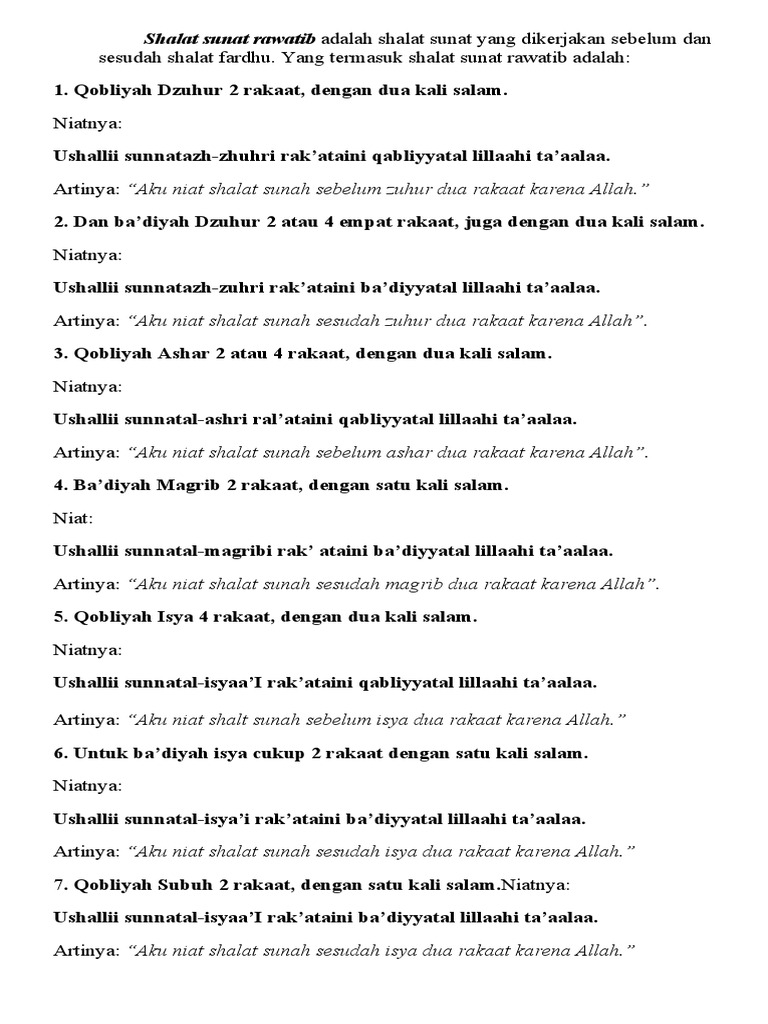 Shalat Sunat Rawatib Adalah Shalat Sunat Yang Dikerjakan Sebelum Dan Sesudah Shalat Fardhu Pdf