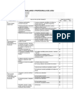 FIŞĂ DE EVALUARE A PROFESORULUI DE LICEU