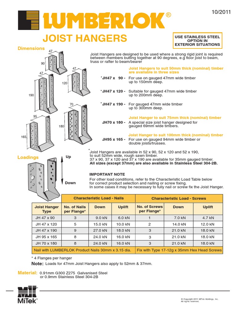 Joist Hangers Lumber Screw
