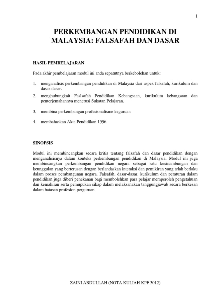 Nota Falsafah Dasar